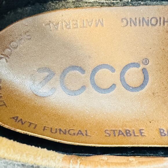 Ecco Shoes Mens 10.5 Brown Leather Light Shock Point Casual Lace Up Walking